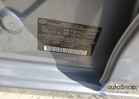 2013 Hyundai Elantra Limited z USA, uszkodzony, nr VIN 5NPDH4AE1DH268107